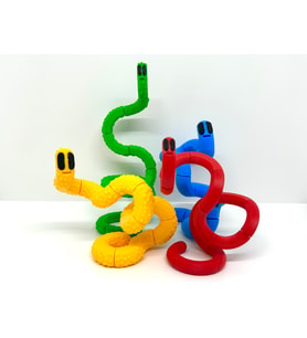 Esnek Solucan Fidget Oyuncak - 3D Yazıcı Tasarım Eklemli Figür - Stres Giderici Renkli Solucanlar