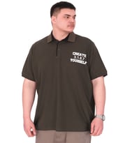Mode XL Büyük Beden Erkek T-Shirt Polo Yaka YOURSELF U25310 Haki