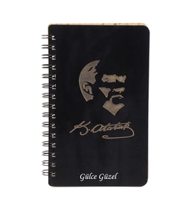 Mustafa Kemal Atatürk Tasarımlı Ahşap Kapaklı Defter