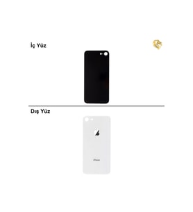 iPhone 8G Gümüş Renk Arka Kapak Arka Cam Batarya Kapağı Lazer Kesim Kapak Pil Kapağı