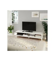 Tv Sehpası Lack 160 cm MeridyenDukkan 2 Raflı Tv Ünitesi, Televizyon Sehpası 160x35x36 cm Beyaz Renk