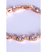 Zikzak Fantezi Taşlı Rodyum Kaplamalı Gold Bileklik