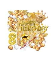 8 Yaş Lüks Happy Bırthday Kral Taçlı Doğum Günü Seti