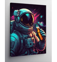 Kanvas Tablo Neon Astronot