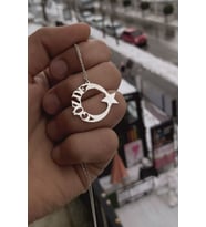 925 Ayar Gümüş İsimli Ayyıldız Kolye
