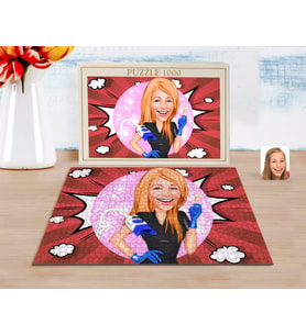 BK Gift Kişiye Özel Kadın Güzellik Uzmanı Karikatürlü 1000 Parça Profesyonel Puzzle-2