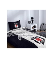 Taç Lisanslı BJK Kartal Tek Kişilik Yatak Örtüsü Takımı