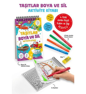 Taşıtlar - Boya ve Sil Aktivite Kitabı / 3 Yaş +
