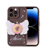 Lexroo iPhone 14 Pro Kılıf Kamera Korumalı Figür Tasarımlı Kapya Kılıf - Koyu Kahve