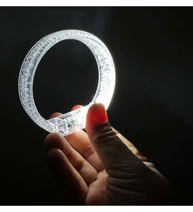 Beyaz-Gümüş Led Işıklı Baskı Yapılabilen Pilli Bileklik Bilezik 1,5 cm Genişlik
