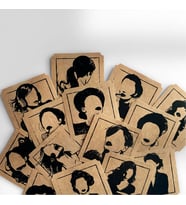 Kadın Temalı Kraft Sticker, 20'li Pul Sticker Seti  Journaling & Scrapbook Uyumlu (Kahverengi)