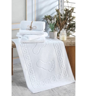 2 li Ayak İzli Banyo Paspas 100 Pamuklu Ayak Havlusu 50x70 Cm