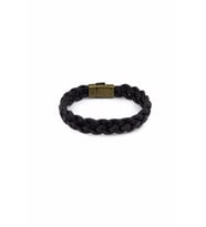 Çapraz El Örgüsü Gerçek / Hakiki Deri Bileklik - Antik Mıknatıslı Kilitli - Siyah - Unisex