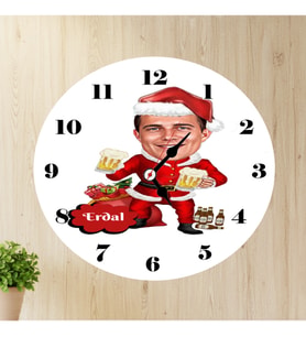 Erkek Karikatürlü Yılbaşı Duvar Saati