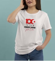 BK Gift 29 Ekim Tasarımlı Kadın Beyaz T-shirt-1, Arkadaşa Hediye, 29 Ekim Hediyesi Hediyesi, Trend Tişört, 100.Yıl Hediyesi