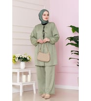 Önü Bağlamalı Pantolonlu takım-Mint Yeşili