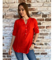 HAKİM YAKA COTTON OTANTİK GÖMLEK (Kırmızı)