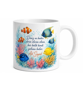 Tropik Balık Desenli Baskılı Porselen Kupa Bardak Hediye Mug