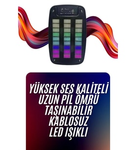 Mey İthalat® Bluetooth Hoparlör Taşınabilir Şarjlı Işıklı Büyük Boy Yüksek Ses Kaliteli