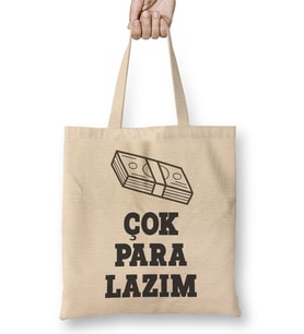 Komik Söz Çok Para Lazım Bez Çanta Uzun Saplı