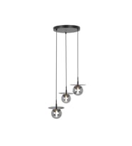 Evania 3'lü Sarkıt Camlı Yemek Masası Avize RA-AVZ- 4509-82-17 (Siyah - Füme)