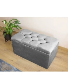 Lüks Sandıklı Kapitoneli Puf 120 cm (Gri)