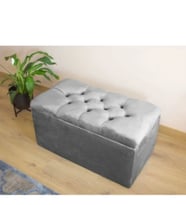 Lüks Sandıklı Kapitoneli Puf 120 cm (Gri)