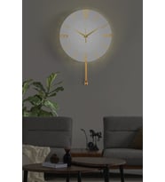 Gerçek Aynalı Tokmak Detaylı Duvar Saati Led Işıklı 30 Cm