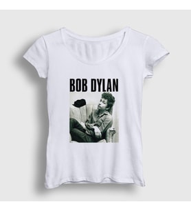 Presmono Kadın Beyaz Portrait Bob Dylan T-Shirt 301551tt
