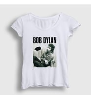 Presmono Kadın Beyaz Portrait Bob Dylan T-Shirt 301551tt