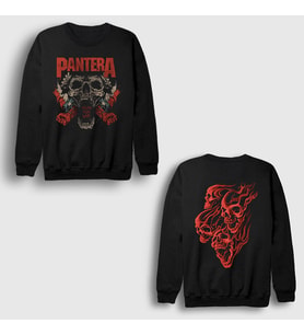 Presmono Unisex Siyah Mouth Of War Pantera Sırt Baskılı Sweatshirt 517528tt