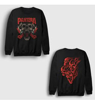 Presmono Unisex Siyah Mouth Of War Pantera Sırt Baskılı Sweatshirt 517528tt