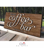 BK Gift Kişiye Özel Dekoratif Ahşap Coffee Bar Tabelası 46cm - Model 2