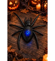 Siyah LED Işıklı Örümcek Dekor Süsü Halloween Cadılar Bayramı Parti Süsleme Aksesuarı 16x15 cm