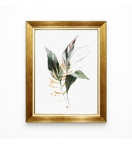 Tablore Gold Çerçeveli Botanik Yeşil Altın Yaprak Tablo Modern Tropikal Salon Duvar Resmi