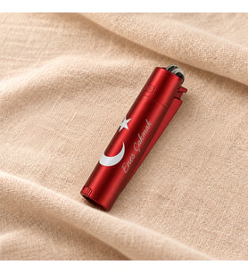 İsme Özel Kırmızı Ay Yıldız Metal Clipper Çakmak