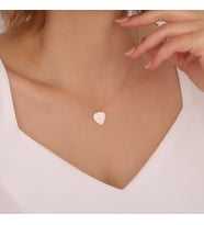 925 Ayar Gümüş Pembe Mineli Spiral Kalp Kolye (Gold)
