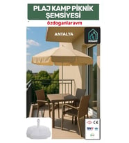 Krem 2 Metre 10 Telli  Balkon Havuz Şemsiye + Bidon