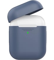 AirPods 1–2 Nesil Uyumlu Silikon Kılıf – İnce ve Hafif Tasarım, Darbe Emici Yumuşak Doku, Kablosuz Şarj ve LED Gösterge Uyumlu Koruyucu Kılıfk Lacivert Mavi