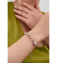GÜMÜŞ DORİKA PİRAMİT ZİRKON TAŞLI ROSE ALTIN YALDIZLI İTALYAN MODEL DORİSSA TOPLU BİLEZİK (Gümüş - Altın)