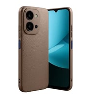 Coverzone Xiaomi Redmi 15C ile uyumlu K?l?f Deri G�r�n�ml� Thermax Silikon k?l?f Kamera Korumal? Kompakt Tasar?m Redmi 15C 5G i�in Deri G�r�n�m Kapak Kahverengi