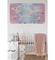 Eğitici Dünya Haritası Dünya Atlası Çocuk Ve Bebek Odası Duvar Sticker -60x105-3801