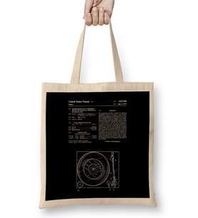Record Player Patent Blueprint Sostero Bez Çanta Uzun Saplı