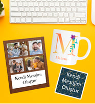 Kişiye Özel Baş Harf İsim Soyisim Beyaz Kupa 4 Fotoğraflı Ve Kendi Mesajını Oluştur Kolaj Siyah Çerçeve Ve Kendi Mesajını Oluştur Kart Seti