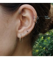 8 mm Silver Cerrahi Çelik Düz Halka Tragus Piercing Helix Kıkırdak Rook Daith (Çok Renkli)