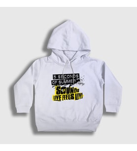 Presmono Unisex Çocuk Beyaz Good 5 Seconds Of Summer Kapüşonlu Sweatshirt 78812tt