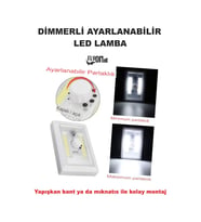 Dimmerli  Led Lamba Cob Ledli Yapişkan Veya Miknatisli Dolap Içi Mutfak Tezgah Ev Bahçe Fener