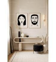 Modern Minimalist Portreler 2’li Ahşap Çerçeveli Tablo Seti