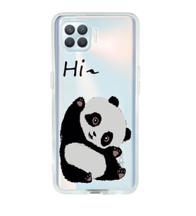 Oppo Reno 4 Lite Uyumlu Sevimli Panda Desenli Şeffaf Telefon Kılıfı
