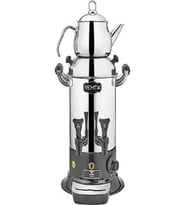 Remta Elektrikli Semaver 40 Bardak 5 Lt Çay Ocağı Makinesi Çift Demlikli - R25 Paslanmaz Çelik Sanayi Tipi Profesyonel Çay Makinesi & Çay Otomatı & Çaycı & Çaymatik & Semaver